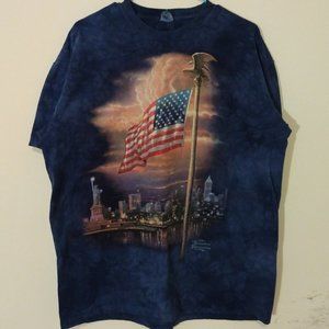 Thomas Kinkade USA Flag New York City NYC Skyline Patriotic T-Shirt